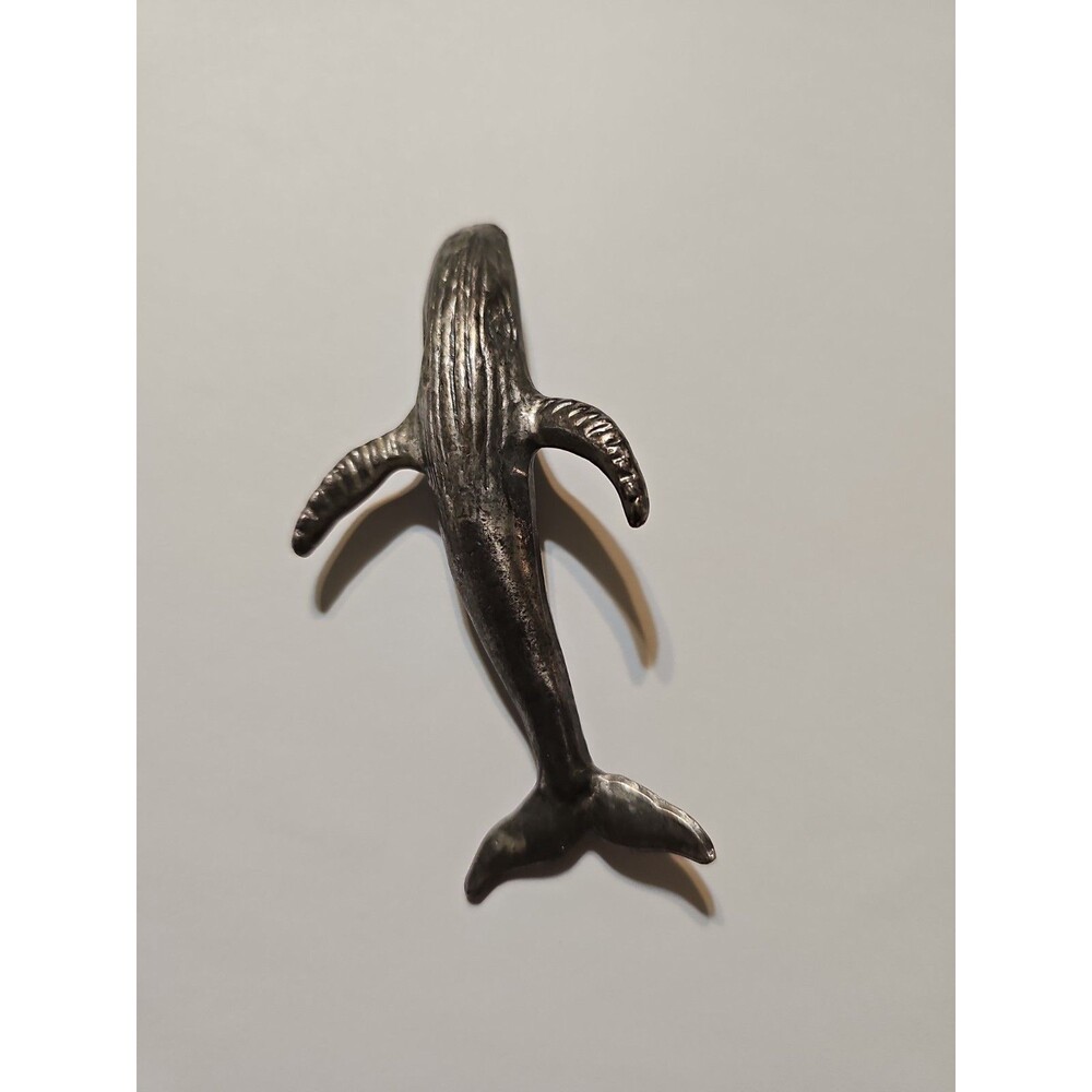 Vtg Pewter Whale Humpback 3-3/4” Collectible, Paperweight Nautical